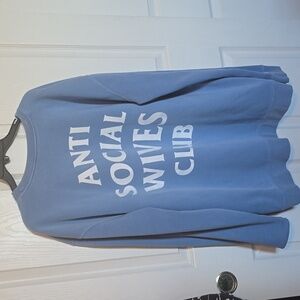 Anti Social Wives Club Womens Oversized Crewneck Terry Blue Stonewash Size L/XL